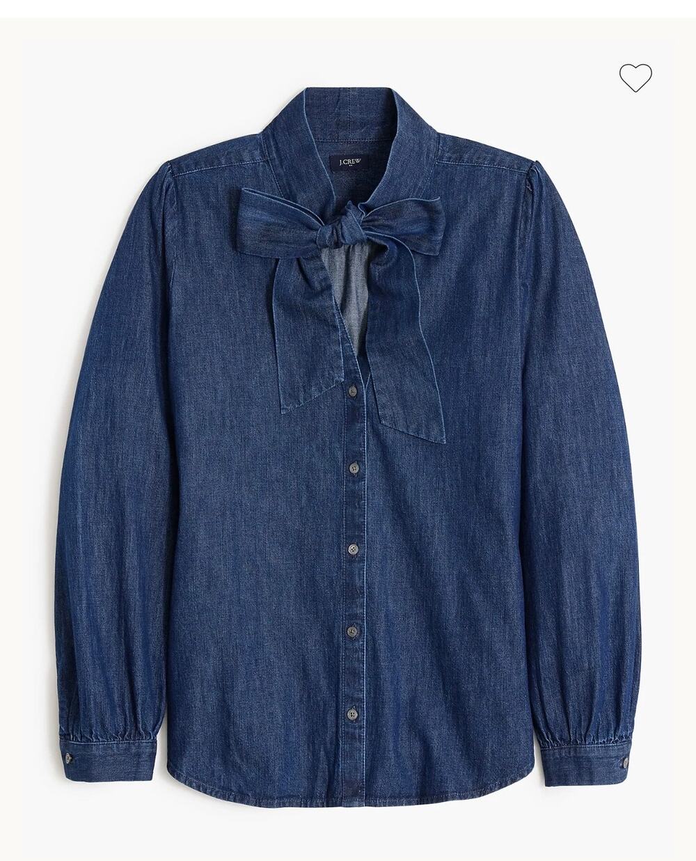 J Crew Chambray bow tie-neck top, M